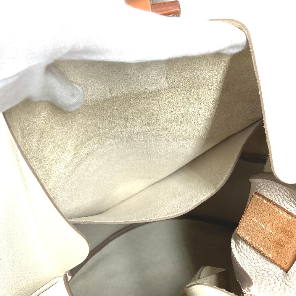 HERMES Wilvort 24 Tote Bag Shoulder Bag Leather IvoryBased/Brown