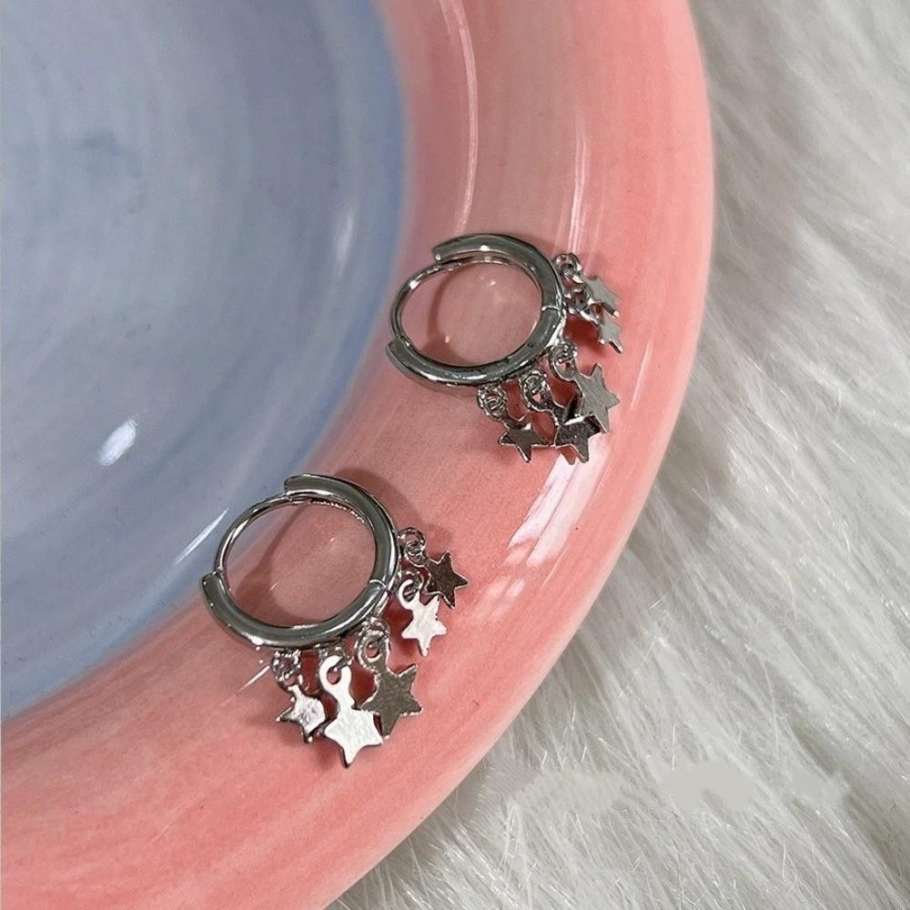 Cool Star Hoop Earrings Temperament Star Earrings Exquisite Pentagram Tassel Earrings  Party