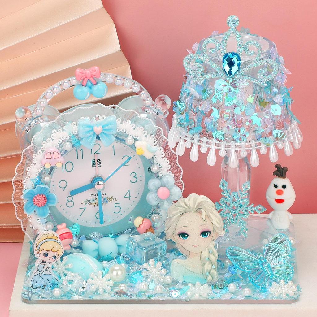 DIY Children's Alarm Clock Night Light Kit - Handmade Ornament with Cream Glue - Perfect Gift for Girls