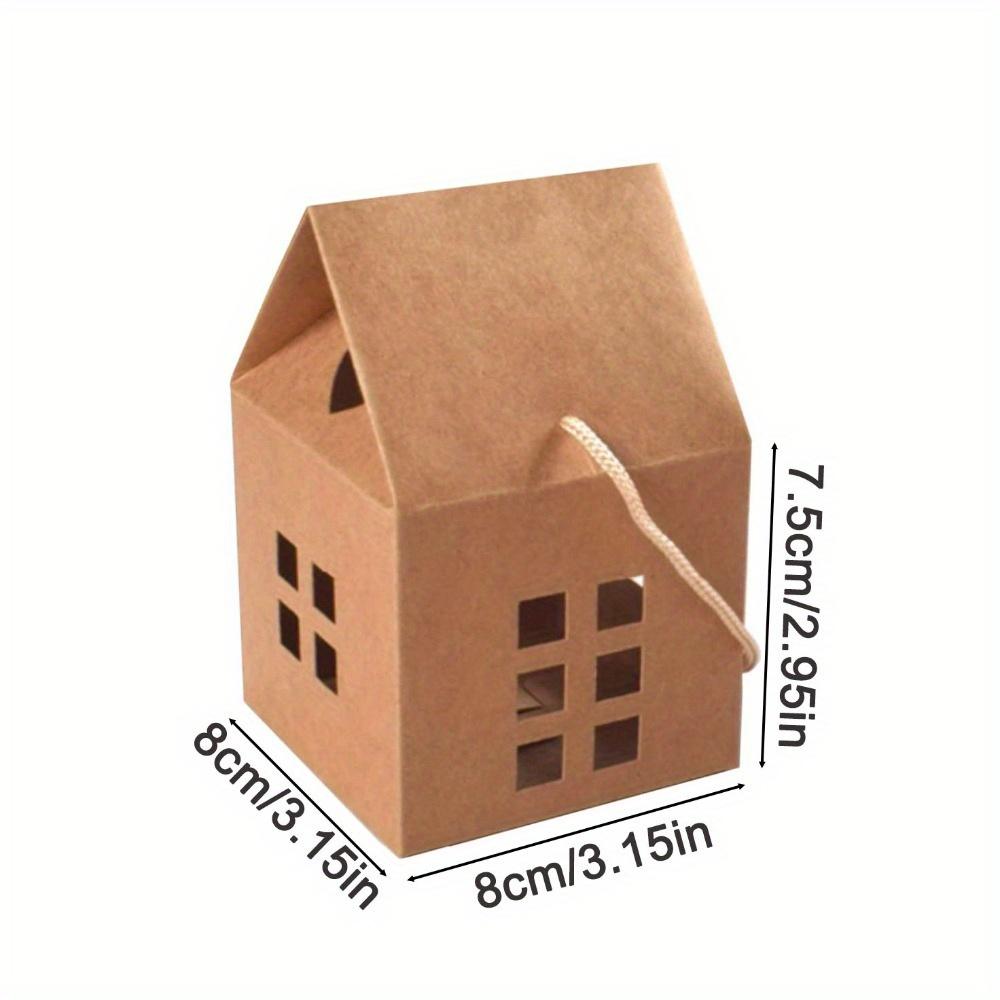 25 Stück Hausförmige Geschenkboxen mit Henkel Kraftpapier Süßigkeitenboxen Hochzeitsgastgeschenk-Boxen Aufbewahrungsboxen Verpackungsboxen Dekoration