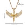 Vintage Neutral‑Style Gold‑Tone Diamond‑Inlaid Angel‑Wings Pendant Necklace, Unisex Rap‑Hip‑Hop‑Inspired Fashion Decorative Jewelry