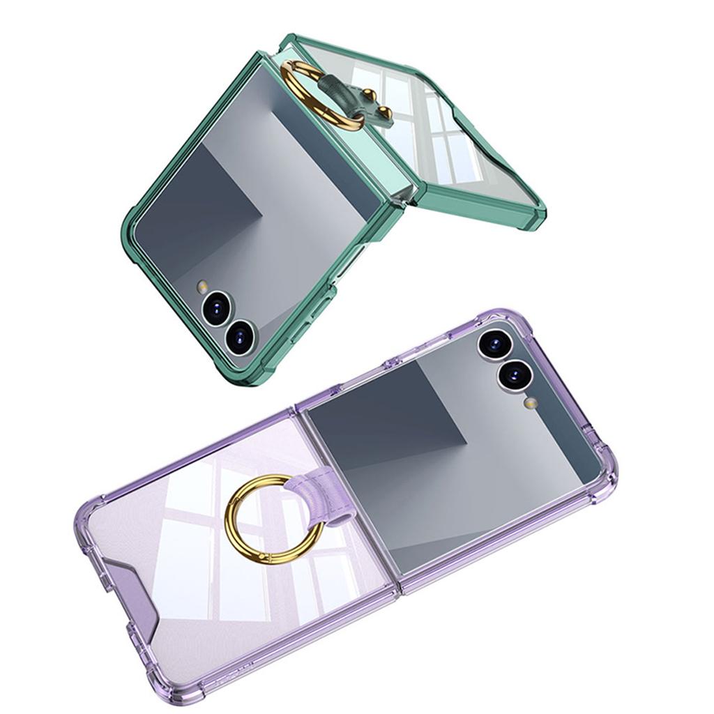 Samsung Zflip7 Mobile Phone Case Transparent Airbag Ring Connected Simple Anti Fall Folding Full Package