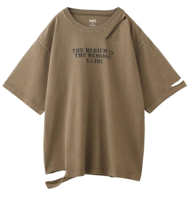 

Casual Faded Distressed Brown X-girl S/S Tee, Women s,