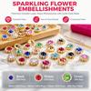300pcs Assorted Color Rhinestone Buttons Gold Tone Base Flower Rhinestones  For Jewelry Making