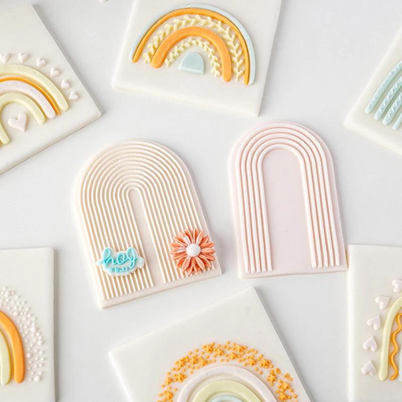 Boho Arch Rainbow Cookie Cutter Mold Bohemian Arched Cake Decorating Tool Birthday Wedding Baby Shower Biscuit Stamp for Baking