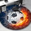 1 Stück Fußball mit Wasserspritzern und Feuermuster Runder Teppich Bürostuhlmatte, Rutschfester Teppich für Heimdekoration, Wohnzimmer, Schlafzimmer, Spielzimmer, Geschenk