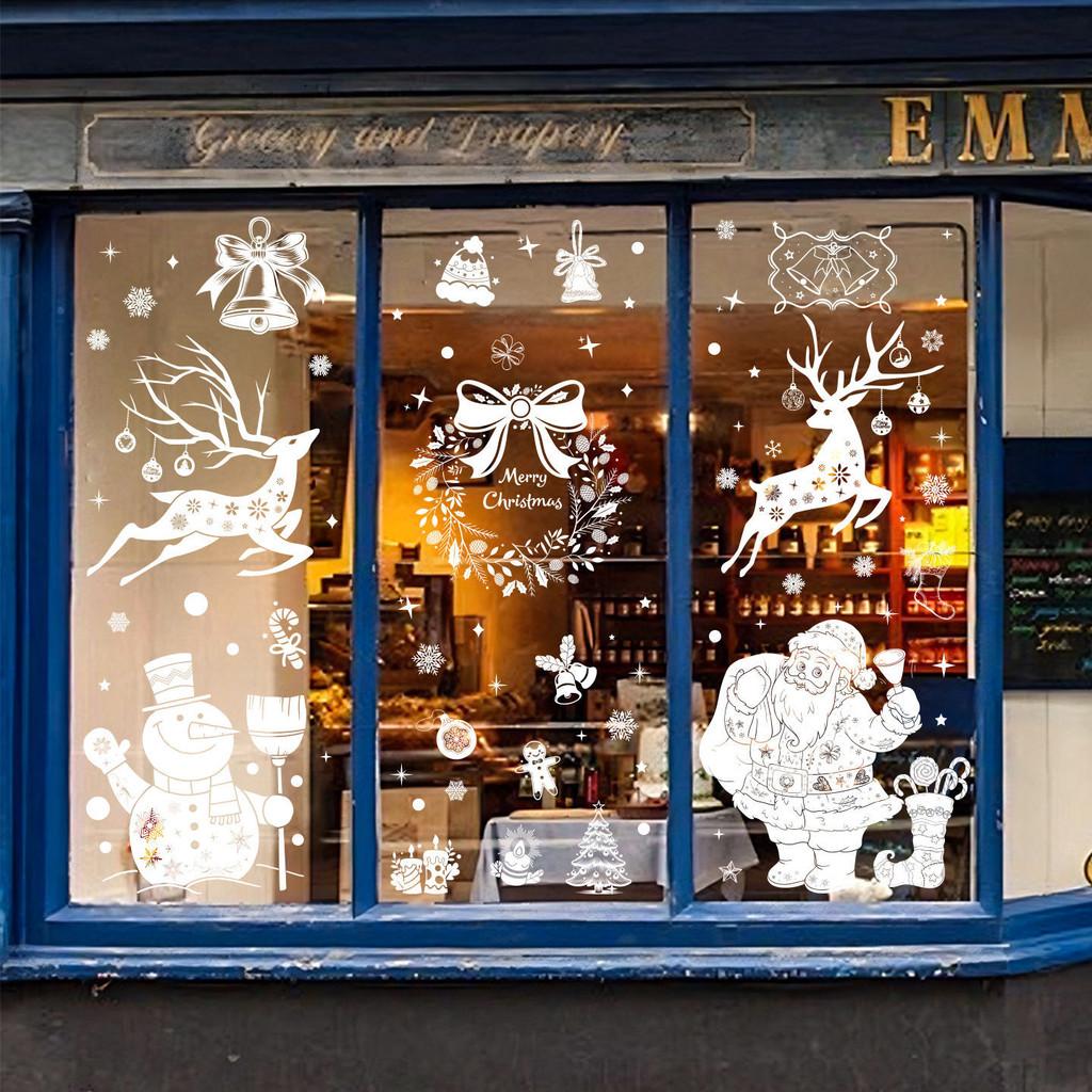 Vinyl Christmas Window Decals Snowflake Reindeer Decor For Season Festive