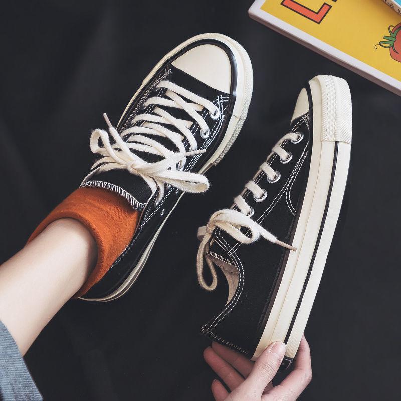 Platform canvas shoes women's 2024 spring new low-top little white shoes student versatile casual black board shoes cloth shoes