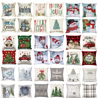 Christmas Print Pillow Case Snowman Santa Claus Pillow Car Sofa Cushion Pillow