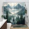 Voděodolný sprchový závěs Misty Mountain Forest pro dekoraci koupelny, design inspirovaný přírodou, živé barvy, jedinečný styl
