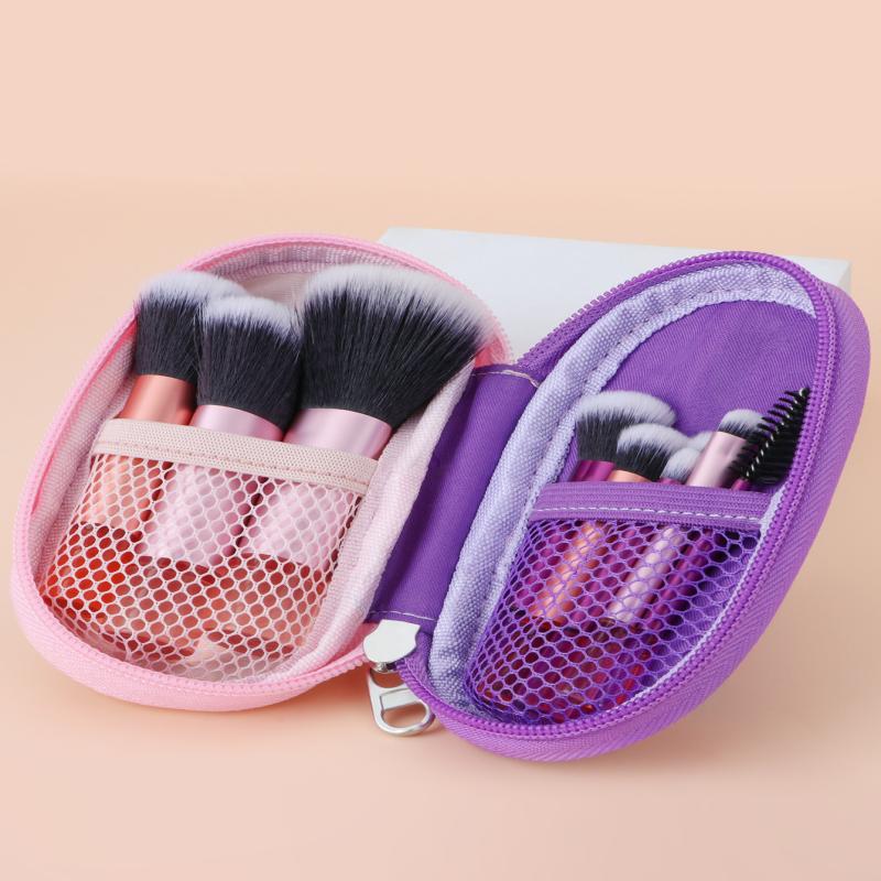 10/12Pcs Mini Makeup Brush Set Powder Eyeshadow Foundation Blush Blender Concealer Beauty Portable Makeup Tool Brush Travel Kit