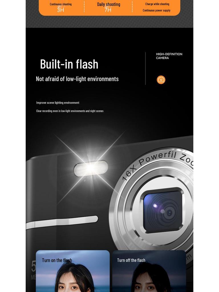 4K Ultra-Clear Camcorder with Long-Lasting Removable Battery - Perfect for Travel