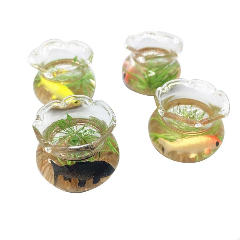 62KD Delicate Glass Fish Aquarium for Dollhouse Decoration Realistic Glass Decor