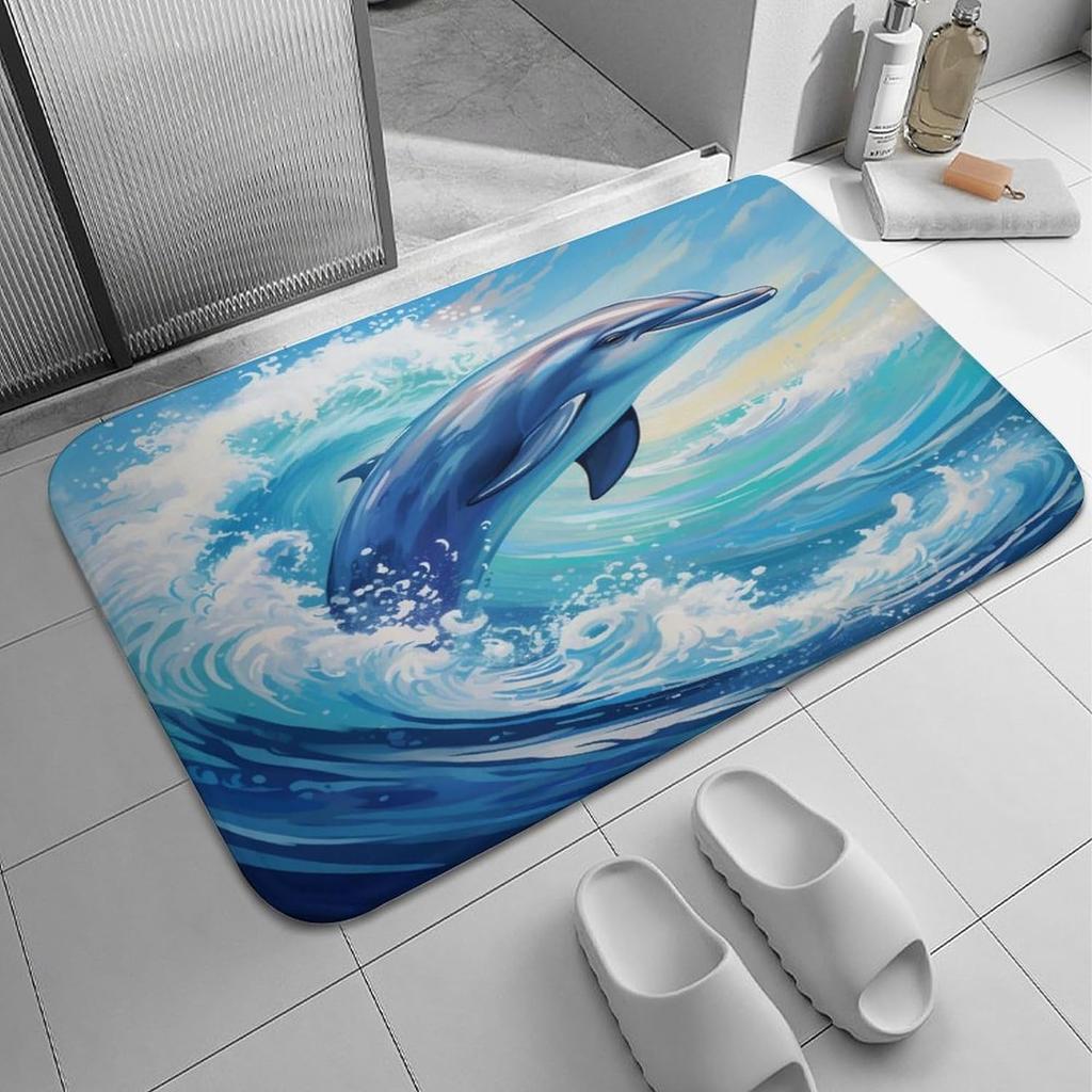 Jumping Dolphins Area Rug for Kids Boys Girls Cute Ocean Animal Decorative Carpet Sea Creatures Indoor Floor Mat Area Rug