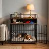 Dog Crate Furniture Dog Cage With Rotatable Feeding Station And Storage Shelves End Side Table Indoor Pet Kennel