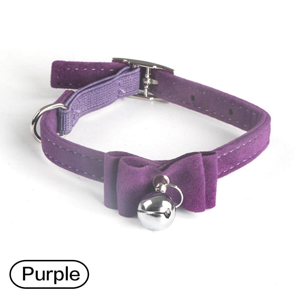 Pet Collar Cute Kitten Velvet Bow Tie Safety Elastic Adjustable Bowtie Bell Cat Dog Safety Buckle Collar