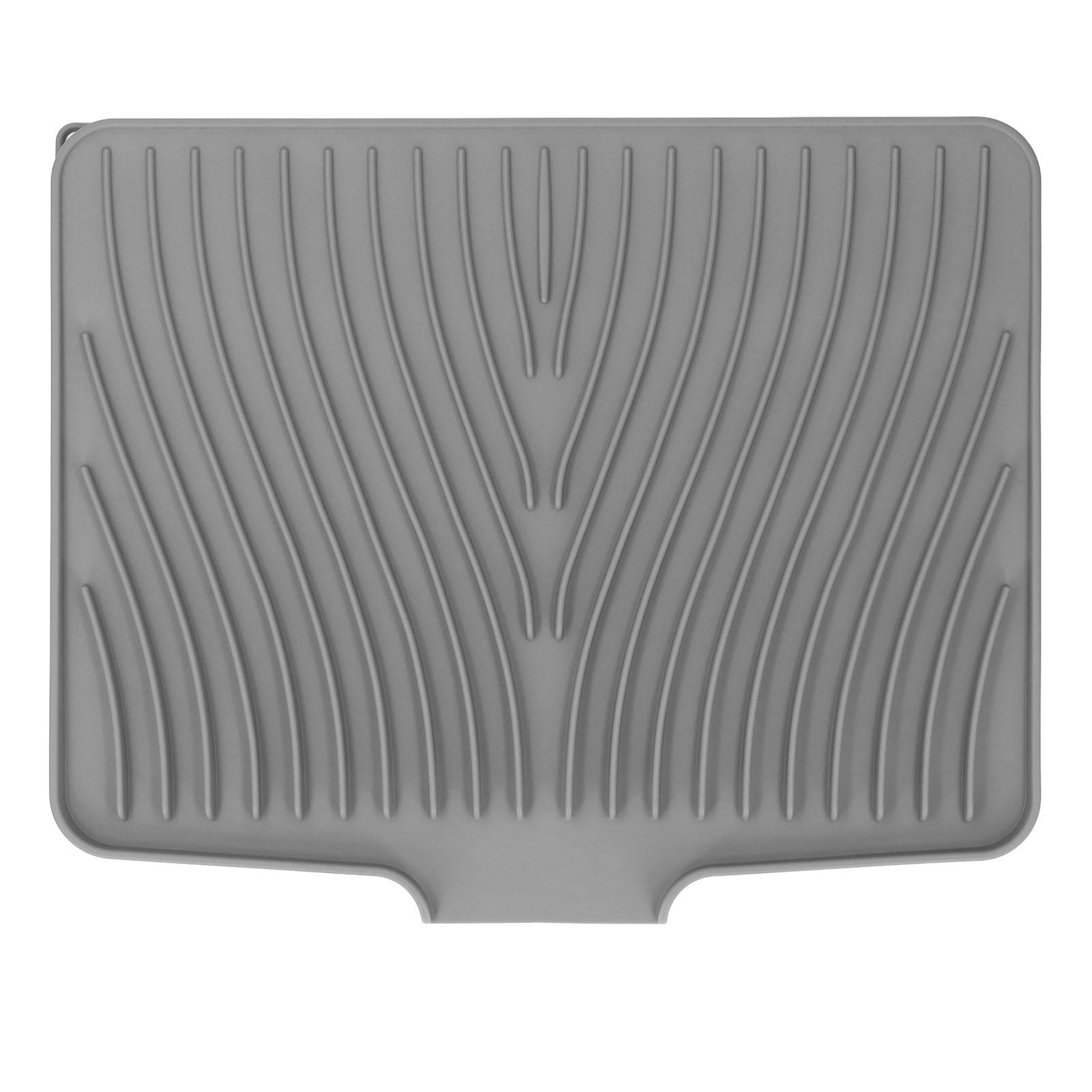 

Коврик для сушки посуды термостойкий противоскользящий силиконовый наклонный коврик для сушки посуды с дренажным бортиком для Gray