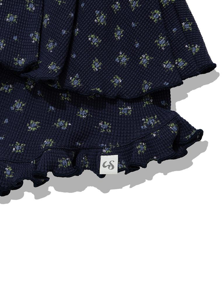 Eogeulliswedou Ruffle Flower Skirt Pants (Navy)