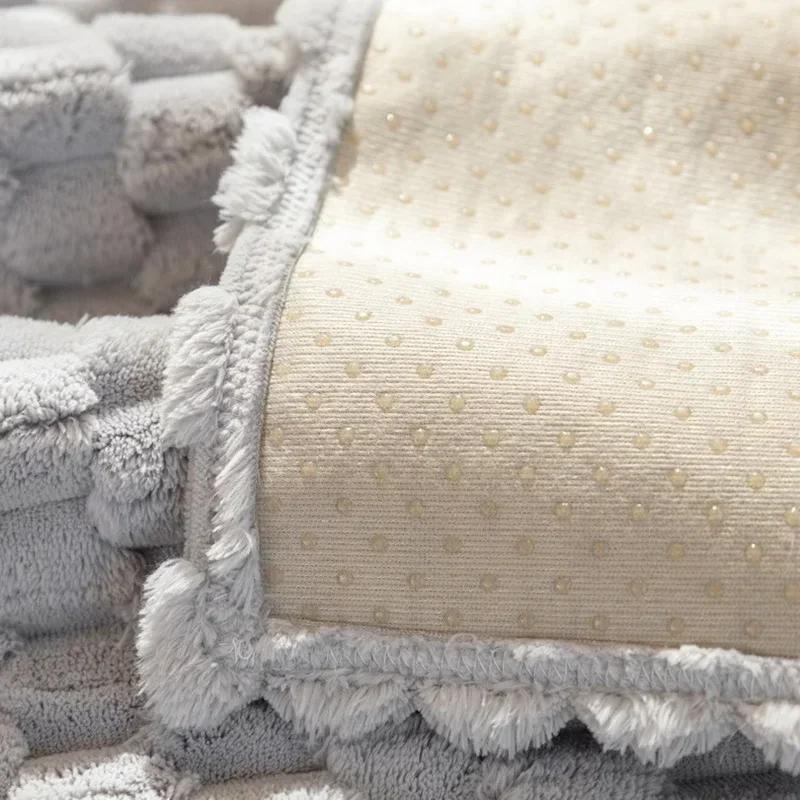 Super Soft Durable Sofa Towel Plaid Plush L Shape Sofa Cover Non-Slip Anti-dirty Combination Couch Cover Sofa Towel Decor