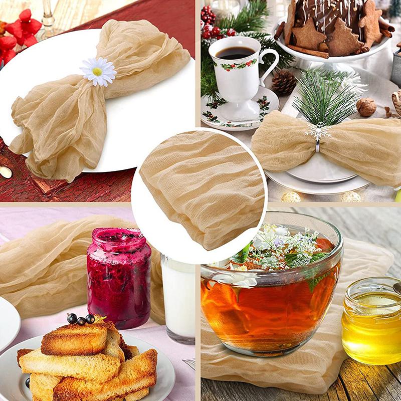 50X50Cm Wedding Party Placemat Crinkle Fabric Napkin Pleated Napkin Table Decoration