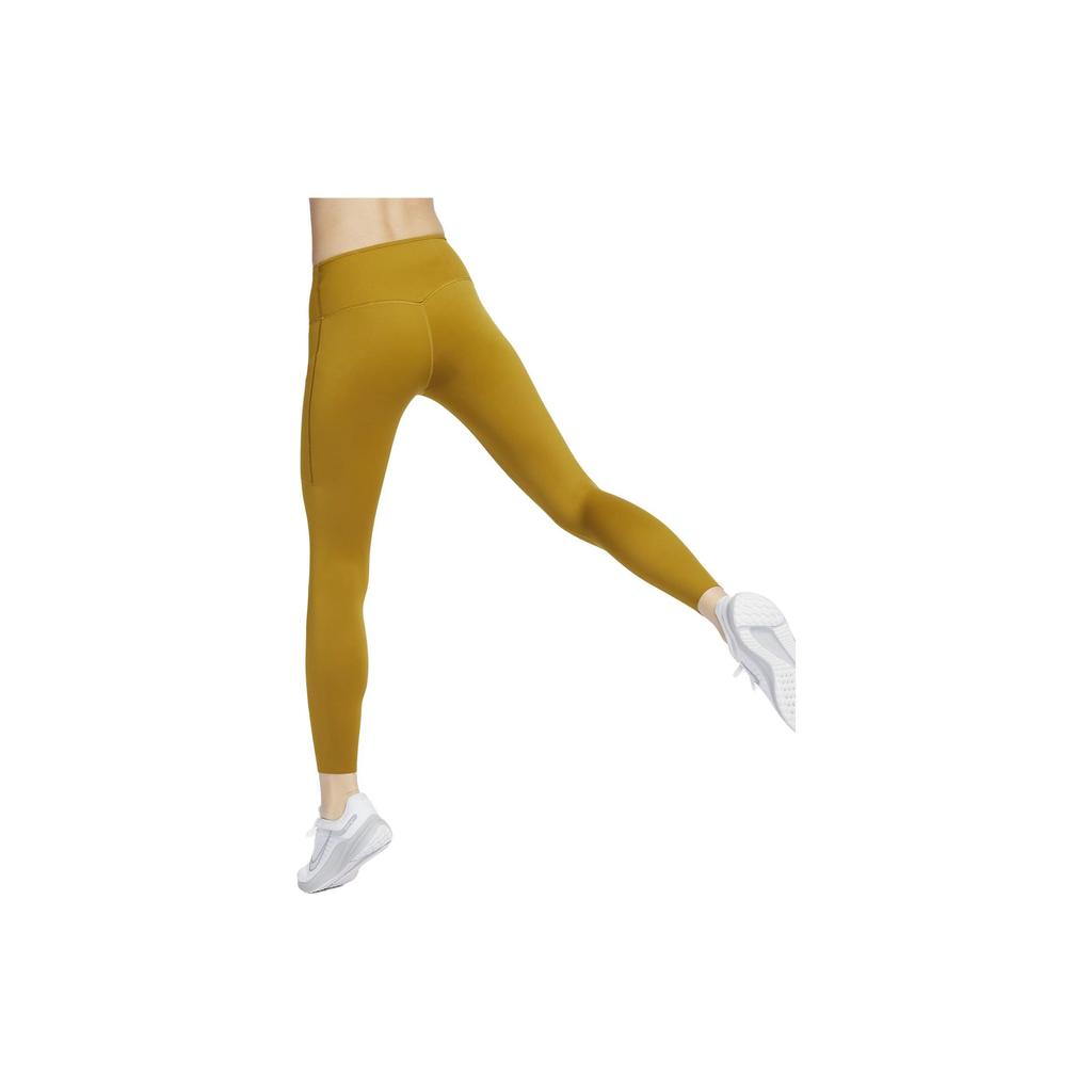 Nike Go Series Solid Color High-Intensity Quick-Dry Mid-Waist Pocket Cropped Leggings Women Bottoms Bronze DQ5695-716