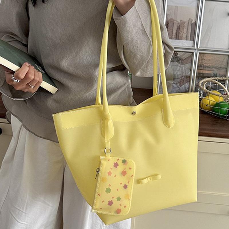 Jelly Color Pvc Clear Tote Bag Women Commute Shoulder Bag Large Capacity Waterproof Shopper Pouch Transparent Top Handle Handbag