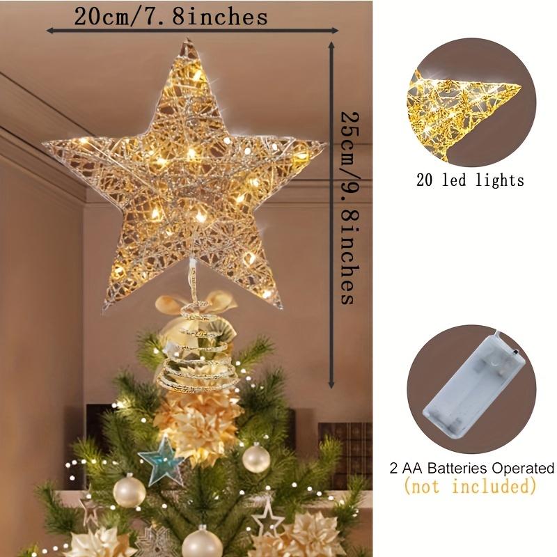 high quality1 Pc Star Christmas Tree Toppers Lighted, Glitter Star Tree Topper Lighted With LED Lights For Xmas Tree Decorations, Holiday Party