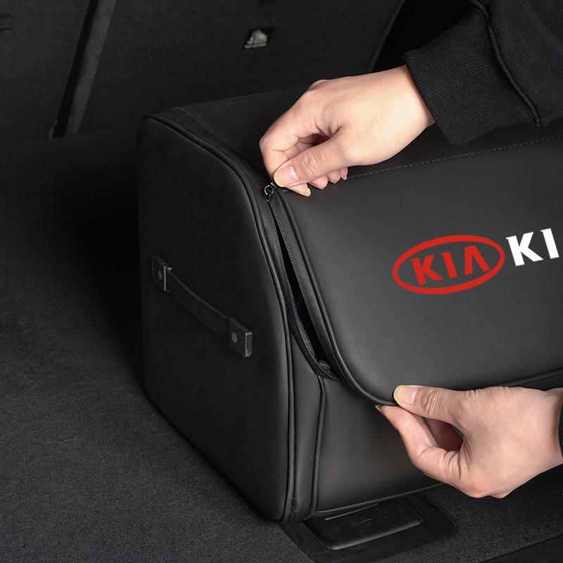 GSOT3 Carbon Fiber Style Car Trunk Storage Organizer Box Bag For KIA Sportage Seltos Sorento K3 K4 Soul Carnival EV6 EV9 Carnival K5