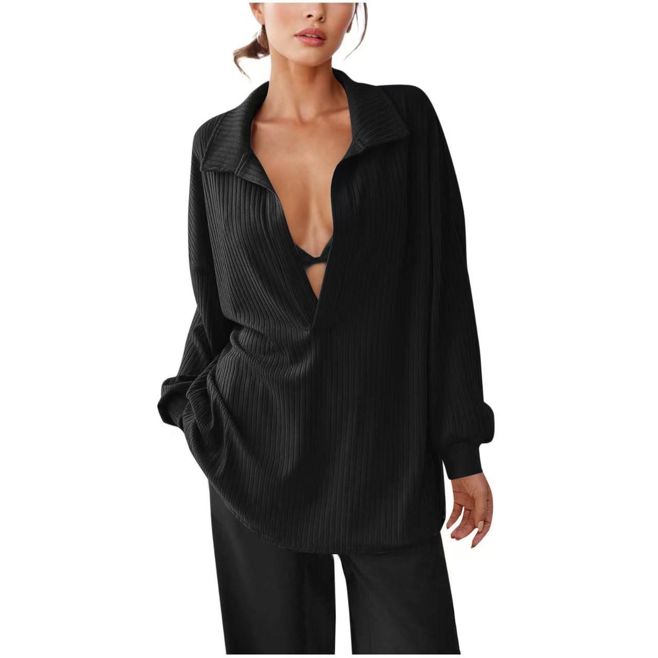 

2025 Loose Fit Long Sleeve Casual Shirt S чорний