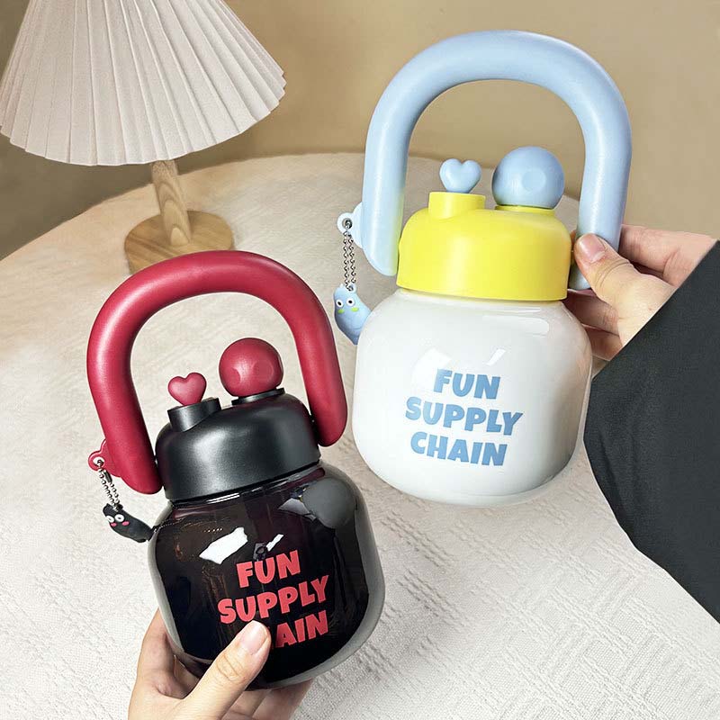 800Ml Big Belly Plastic Water Bottles With Handle Tea Filter Double Drink Kettle Cute Girls Juice Milk Bubble Coffee Sippy Cup
