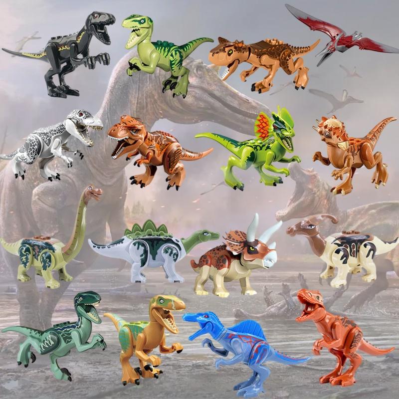 Dinosaur 16pcs Jurassic Figures Fits Blocks Kids Toy Table Docoration Presents