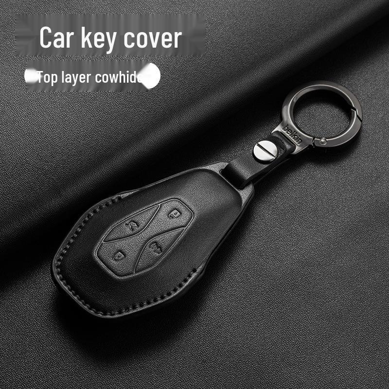 Genuine Leather Key Case for Jihu Alpha S5, Kaola T5, BAIC New Energy ARCFOX Cars