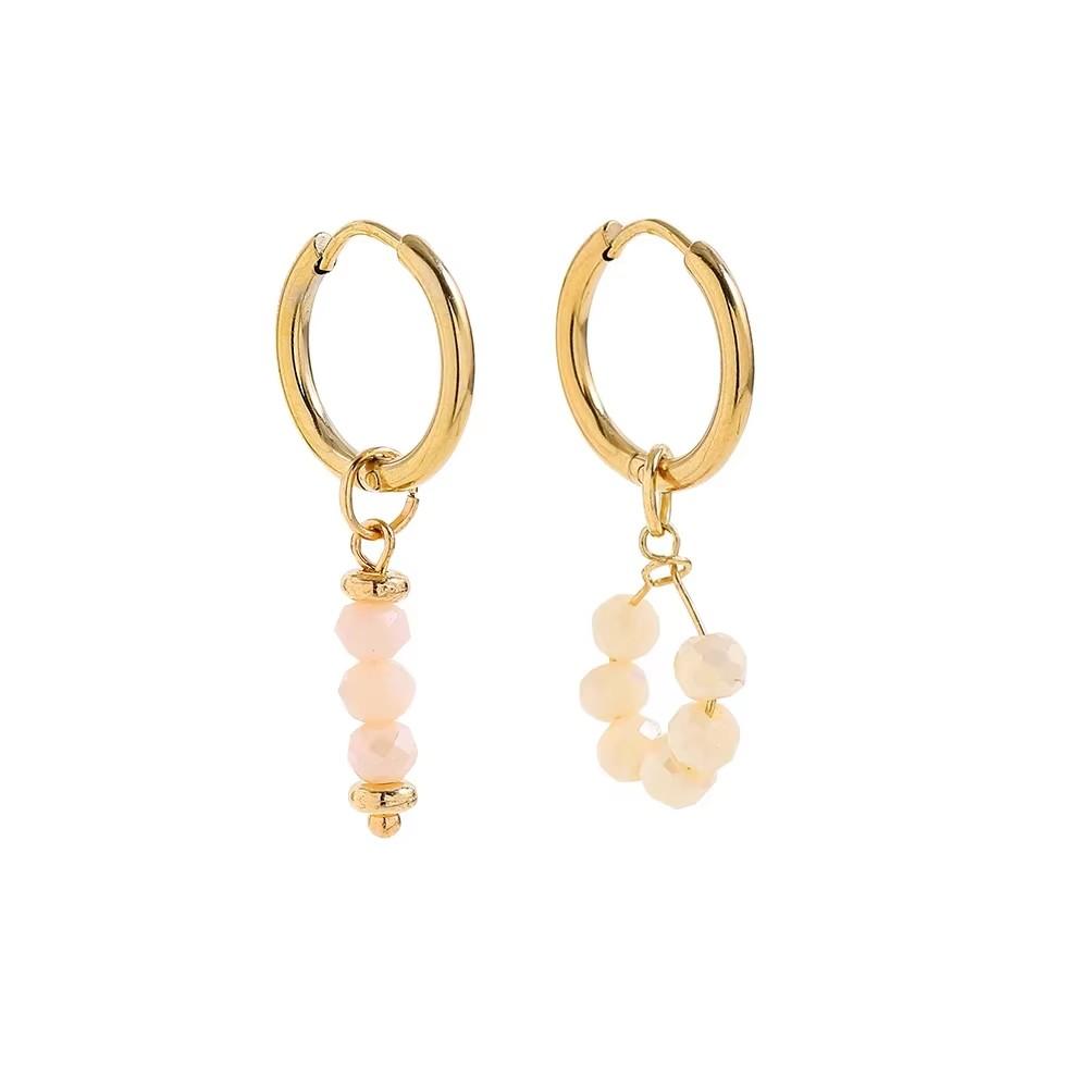 

Bohemian Style Natural Stone Beads Irregular Pendant Earrings for Women Stainless Steel Hoops Earring Charm Summer Jewelry