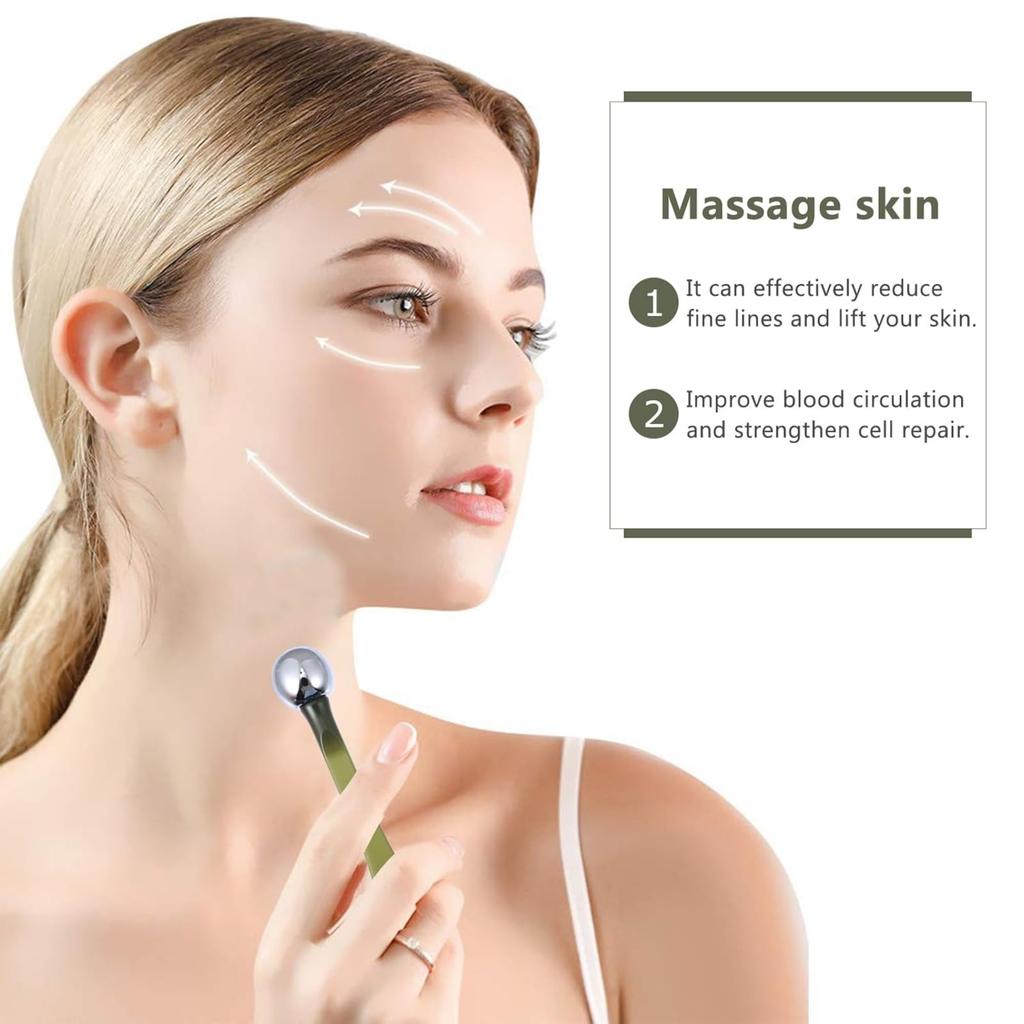 Zwei Stück Augencreme Roller Set - Metallstäbe für geschwollene Augen & Augenringe. Glatte Oberfläche, leicht zu reinigen. Farben: grün, weiß, schwarz