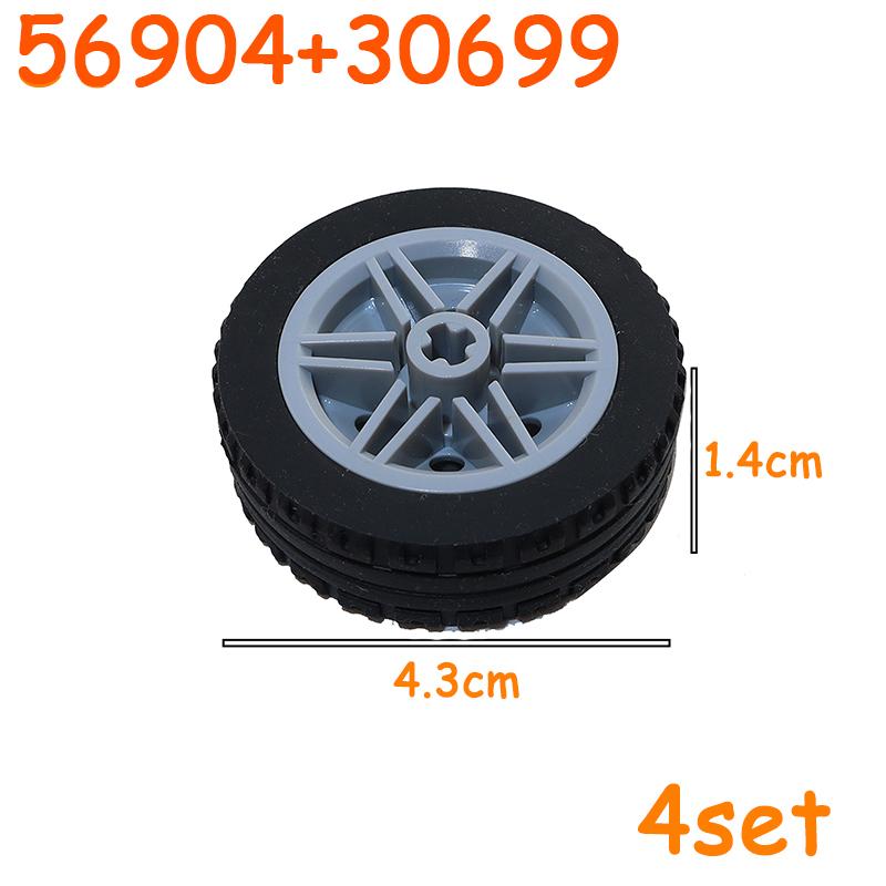 Technical Tire Wheel Car Truck Wheels Hub Block Bricks MOC Motorcycle Tyre Rim Brick Playset 56145 44309 86652 32019 15038 23798