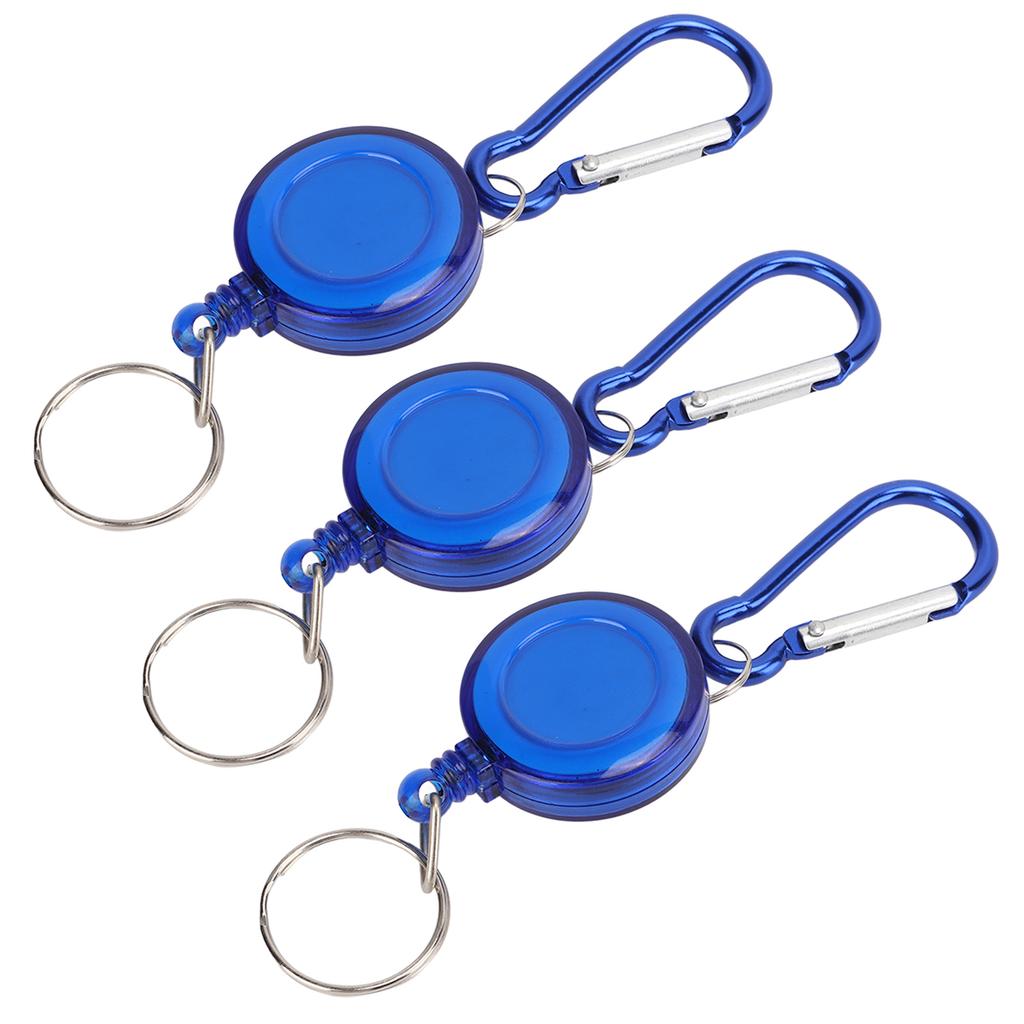 3PCS Nylon Rope Telescopic Burglar Tool Mini Anti Lost Retractable Pull Keychain BuckleBlue