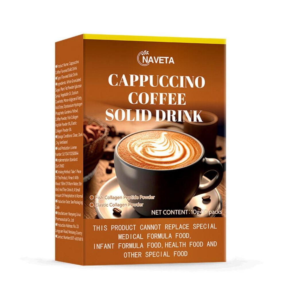 Premium Instant Cappuccino Mix 10g x 10 Pack, Coffee Solid Drink with Natural Herbal Energy Boost