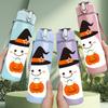 1PC Snowman Pumpkin Halloween Pattern 750ml Color Plastic Sports Water Bottle Leakproof Flip Straw Lid Suitable for Sports Office Home Use