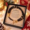 Christmas Themed Black Bead Heart Magnetic Clasp Bracelet With English Greeting Card Women