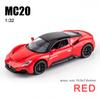 1/32 Diecast Alloy Model Car Miniature Maserati MC20 Supercar Metal Vehicle Ornaments Gifts for Children New Hottoy Red Toy Boys
