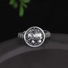 Verstellbarer S925 Sterling Silber Elefanten Münzbeutel Ring mit Retro Mattem Finish