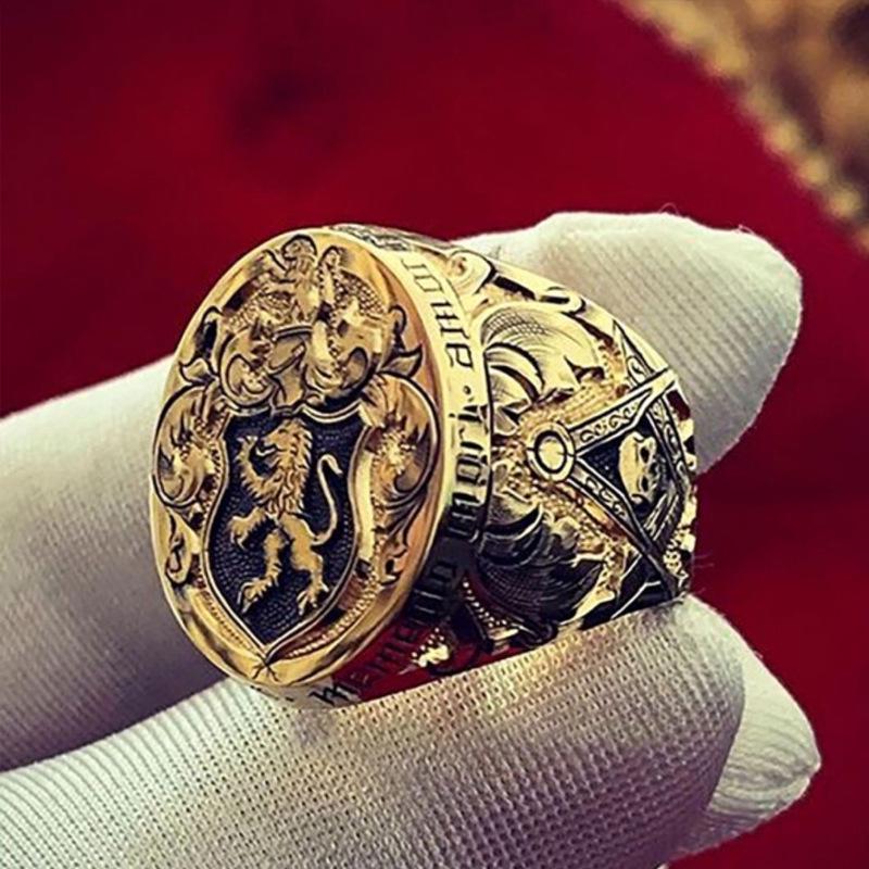 New England Lion Seal Ring: Noble Family Engagement or Wedding Anniversary Gift for Men
