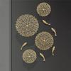 Wall Decoration Metal Copper Golden Hollow Coral Lotus Leaf Fish Simulation Animal Chinese Background Wall Hanging Home Decor