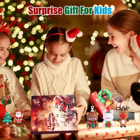 2025 Christmas Advent Calendar 24 Days Countdown Calendar with 24 Pcs Collectible Figures Classic Christmas Dolls Set Holiday Gifts for Boys Girls