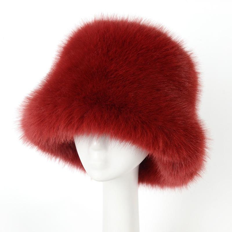 Stylish Faux Fox Fur Hat - Premium Women's Autumn/winter Fluffy Bucket Hat - High-end Plush Hat