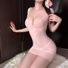 Sex Underwear Sexy Deep V Perspective Soft Yarn Hollow Strap Bow Hip Skirt Abstinence