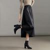 Women's Winter Faux Leather A-Line Midi Skirt