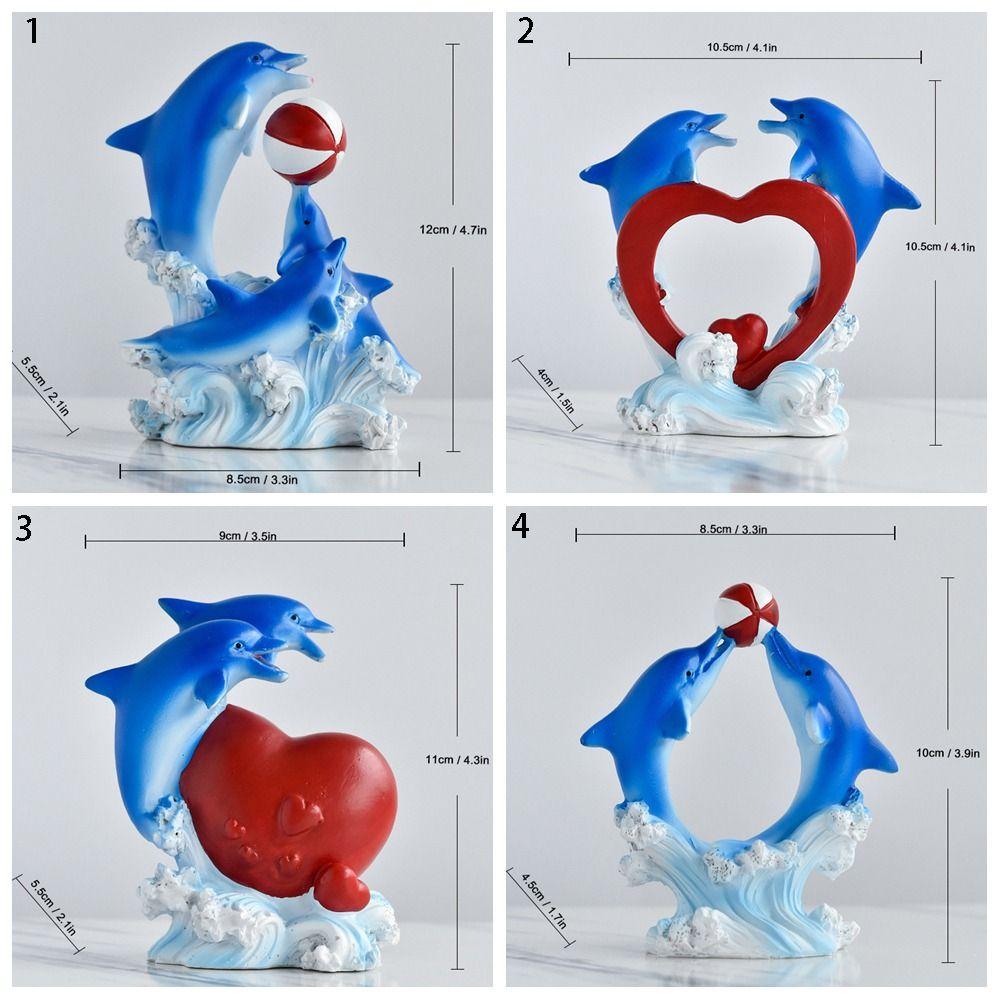 Cartoon Dolphin Statue Resin Craft Sea Animal Sculpture Lively Dolphin Figurine  Cabinet
