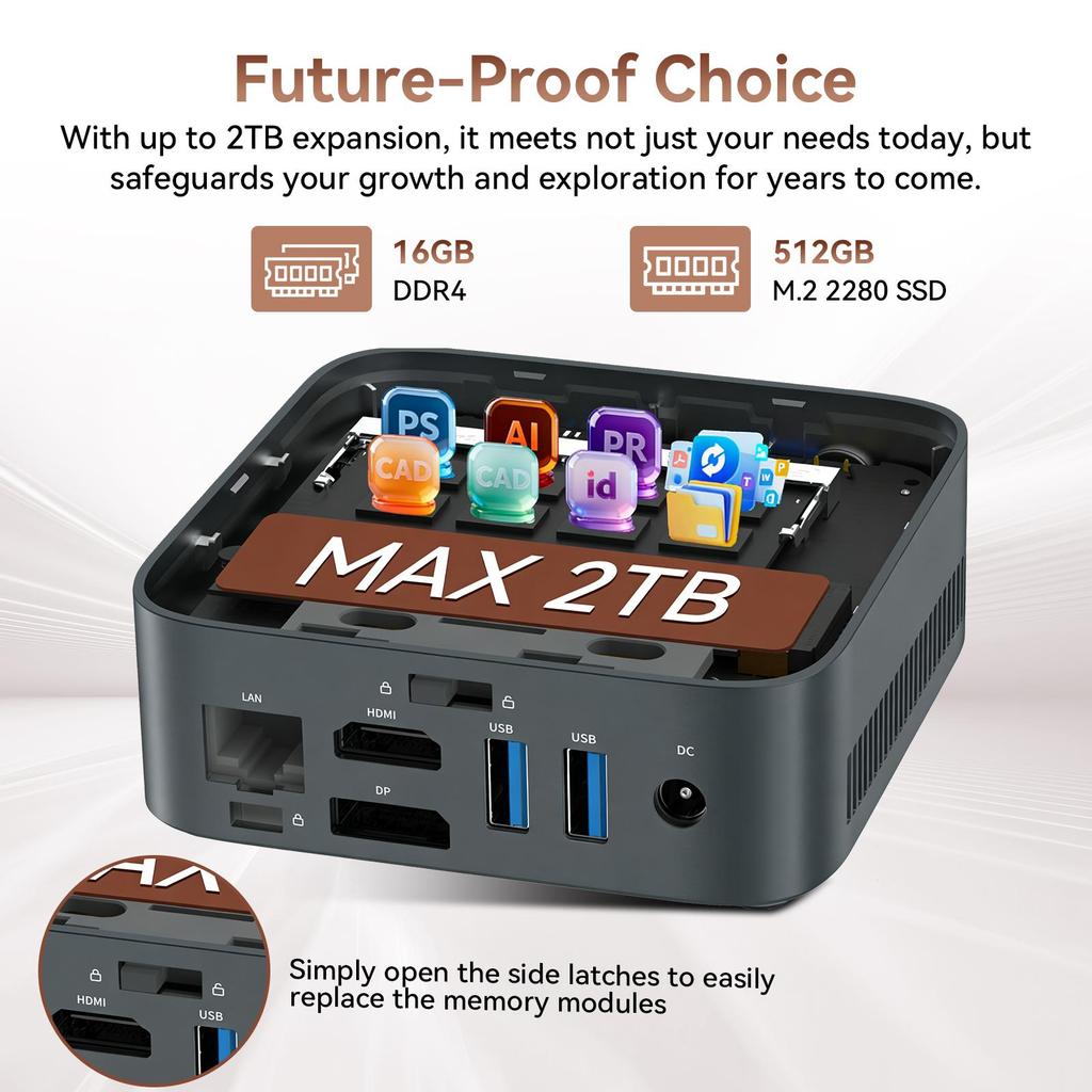 Mini PC Huidun H80 AMD Ryzen 7 3700U 16GB 512GB SSD Radeon Vega 10 Windows 11 Pro