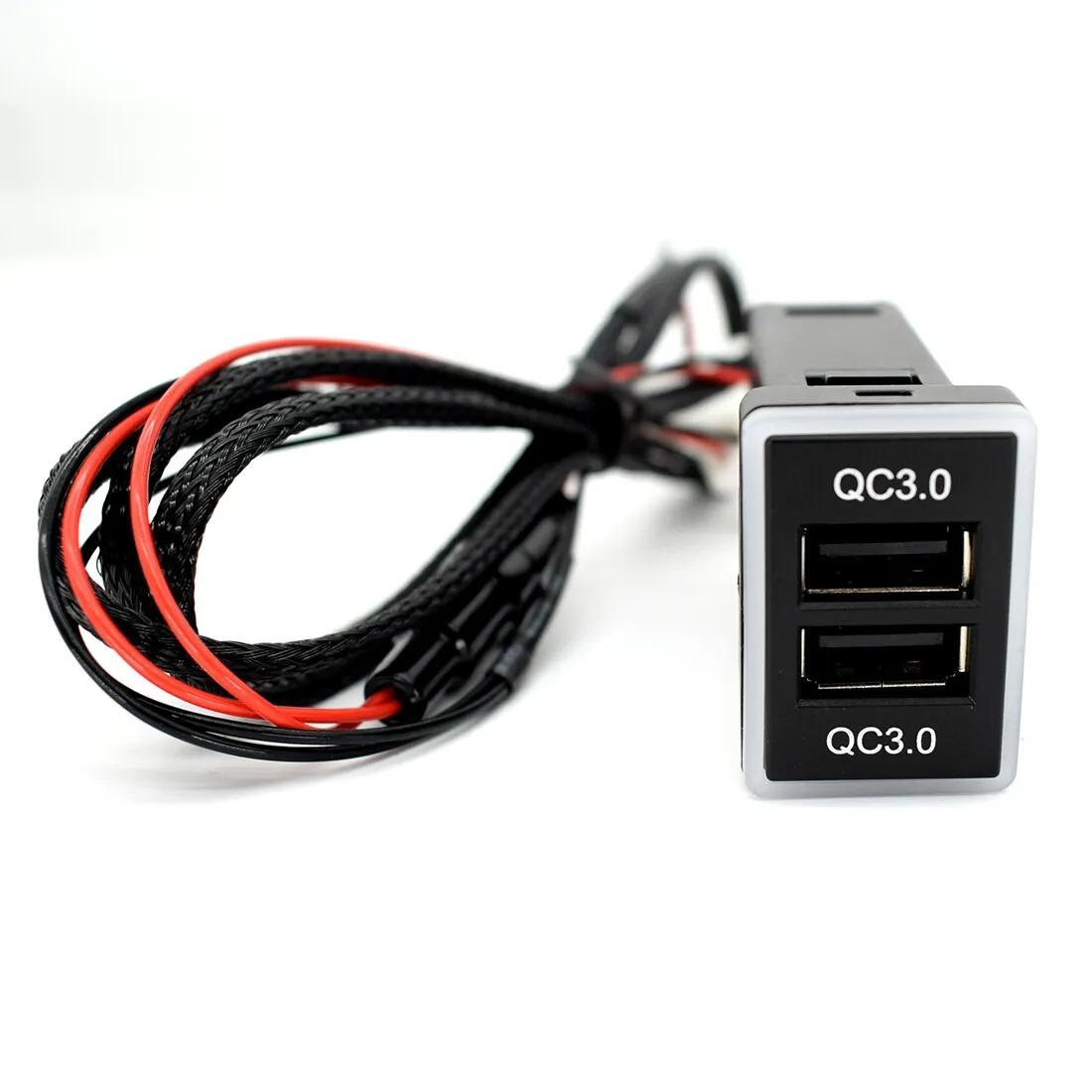 

Для автомобиля Toyota Dual 2 USB быстрое зарядное устройство QC3.0 адаптер питания розетка 12 В светло-синий